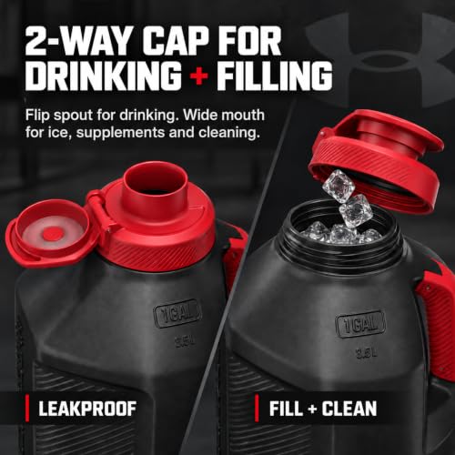 Under Armour 1-Gallon Sports Water Bottle - Large Durable Gym Jug Black/Black