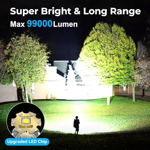 High Lumens Rechargeable LED Flashlight with 3 Modes Waterproof Handheld for Camping Emergency