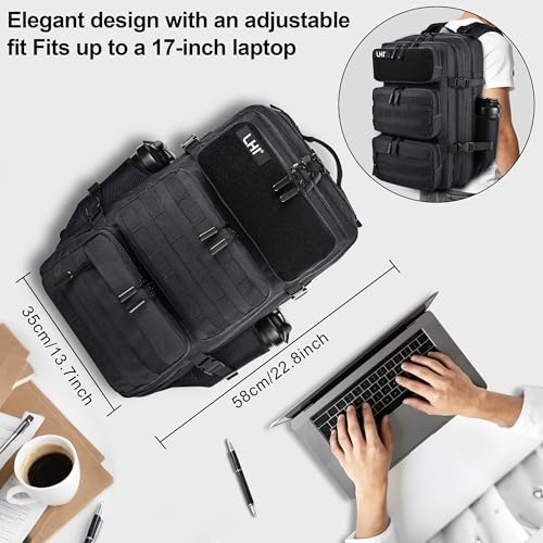 Military Tactical Backpack 50L with Shoe Compartment Black - 3 Day Assault Pack