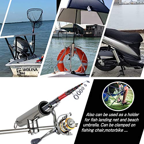 Stainless Steel Trolling Rod Holder Clamp Side Mount Fishing Pole Support 2PCS - Kayak Boat Sailboat
