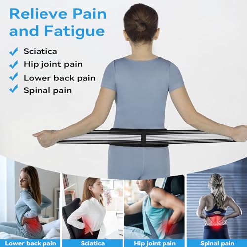 Adjustable Sacroiliac Hip Belt for Back Pain Relief - Black & White / Hip Strap-L