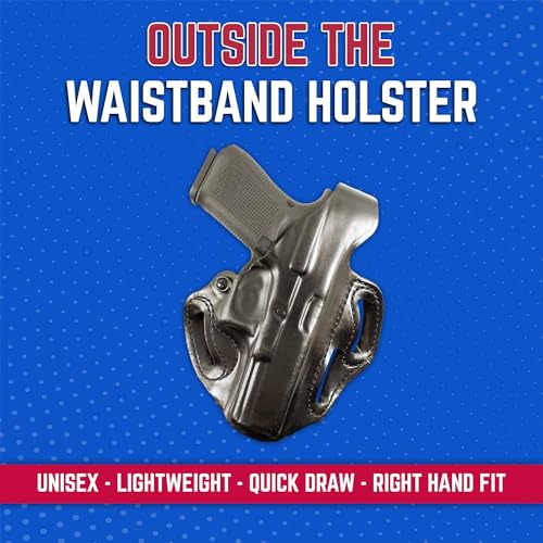 DeSantis Thumb Break Scabbard - OWB Gun Holster for Men and Women, Leather Belt Slide Holster for Pistols, Exact Molding, Secure and Concealable Carry