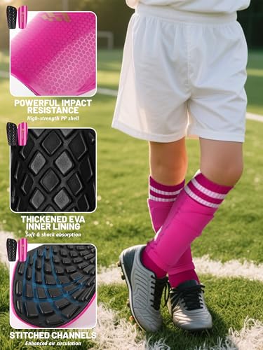 Kids Soccer Shin Guards Set with Sleeves and Socks - Youth Impact Protection