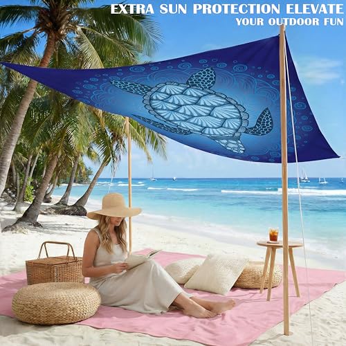 Oversized Waterproof Sandproof Beach Blanket 78x81 Inches - Turtle Pattern