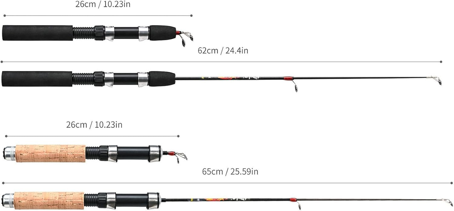 1 Set Fishing Rod with Fishing Reel Short Portable Winter Outdoor Ice
