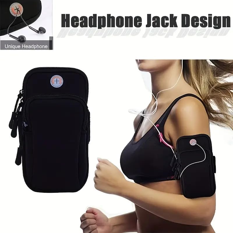 1PC Waterproof Black Running Armband, Ideal for Sports, Black