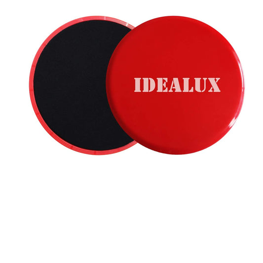 IDEALUX Exercise Sliders Set of 2 Core Sliders, Dual Sided Use on Carpet or Hardwood Floor, Low-Impact Exercises to Strengthen Core, Abs, Full Body Workout, Compact for Gym, Home, Travel (Red)
