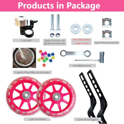 Bright Rose Bicycle Training Wheels for 12-20 Inch Bikes - Easy Install