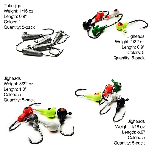 124 Pcs Crappie Lures Tube Jigs & Soft Plastic Baits Kit for Freshwater Fishing