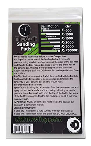 Bowling Ball Sanding Pads Set 6 Grits 5 Inch All Grits Variety Pack - Dry & Wet Use