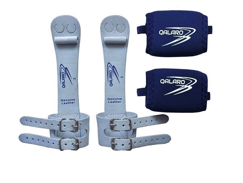 Double Buckle Pro Grips for Girls Gymnastics - Dowel Leather Bar Grips (Medium+) Variation 2