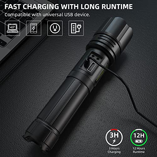 High Lumens Rechargeable LED Flashlight 90,000 Lumens Waterproof Outdoor Light