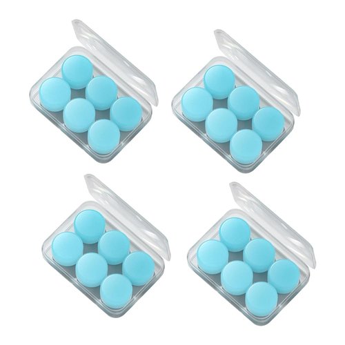 Ear Plugs for Sleeping, Swimming -6 Soft Noise Cancelling Silicone Gel Wax Earplugs for Sleep and Swimmers, Ear Protection with Sound Blocking Level of 32 Db (Blue, One Size)
