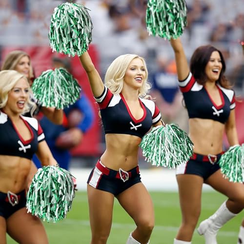 48 Pack Cheerleading Pom Poms Bulk Metallic Foil Handheld Spirit Props
