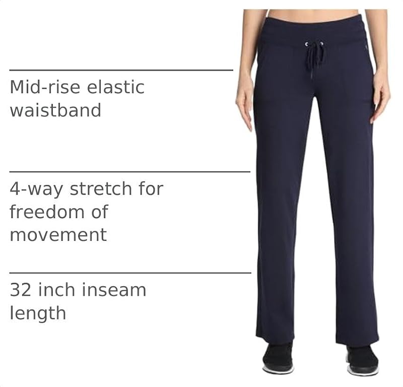 Danskin Women's Drawcord Athletic Pants - Large Midnight Navy