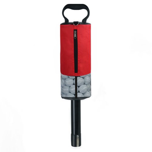 HOW TRUE Golf Ball Retriever, Portable Shag Bag Golf Ball Pick Up with Removable Plastic Tube, Pocket Shagger Storage, Red