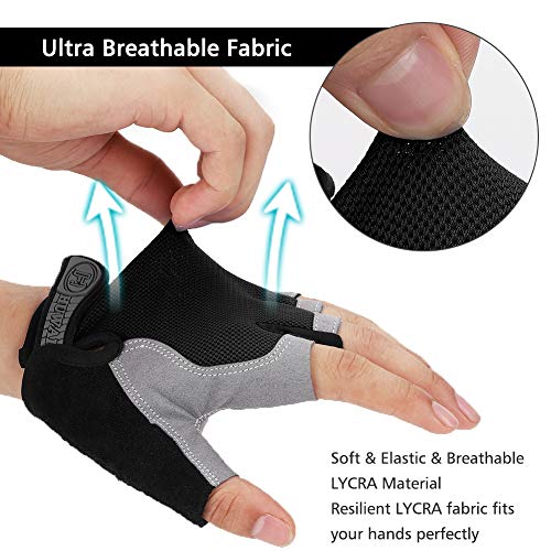Accmor Half Finger Cycling Gloves Black Large Men Women Bike Gloves Shock Absorbing
