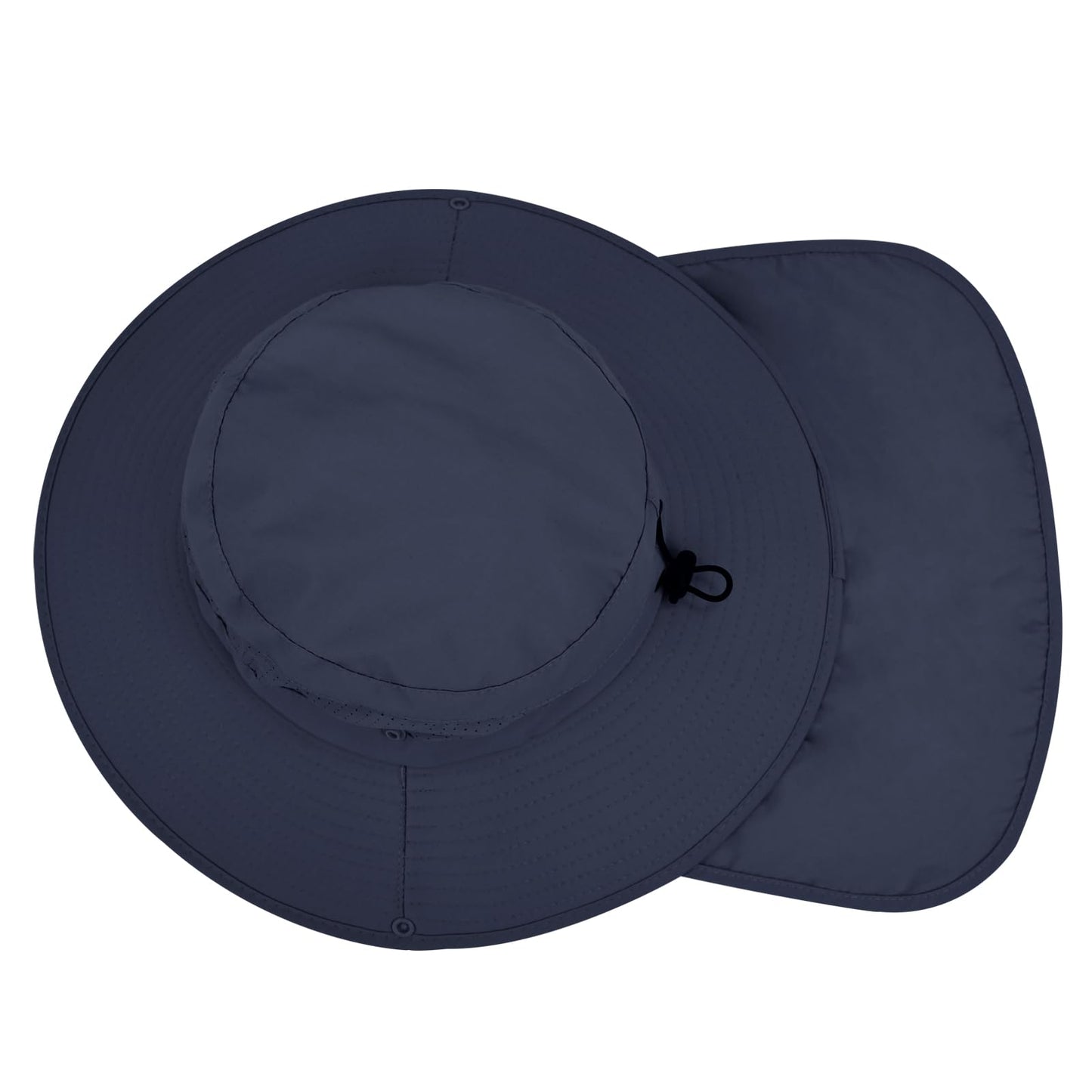 Sun Hats for Men Women, UPF50+ Protection Safari Hat,Wide Brim Fishing Hat with Neck Flap,Bucket Hats for Beach Hiking Navy