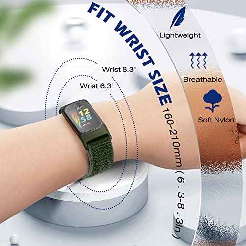 Sport Loop Nylon Watch Bands Compatible with Fitbit Charge 6/5, Adjustable Breathable Replacement Soft Nylon Loop Wristband for Women/Men