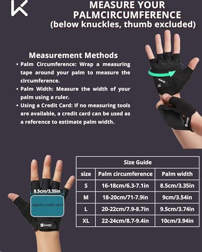 KEEP Black Large Breathable Workout Gloves for Men & Women - Non-Slip Gym Gloves for Weight Lifting & Fitness