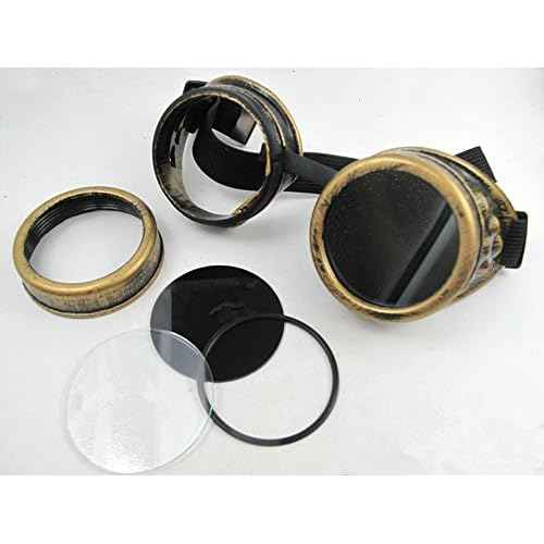 Steampunk Goggles Glasses Vintage Welding Gothic (Silver Glasses)