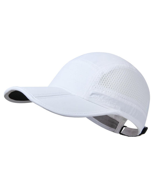 GADIEMKENSD Men Outdoor Hat Reflective Folding Running Sport Hats Summer Cool UPF 50 Sun Unstructured Baseball Caps for Men Women Breathable Light Quick Dry Travel Golf Hat White