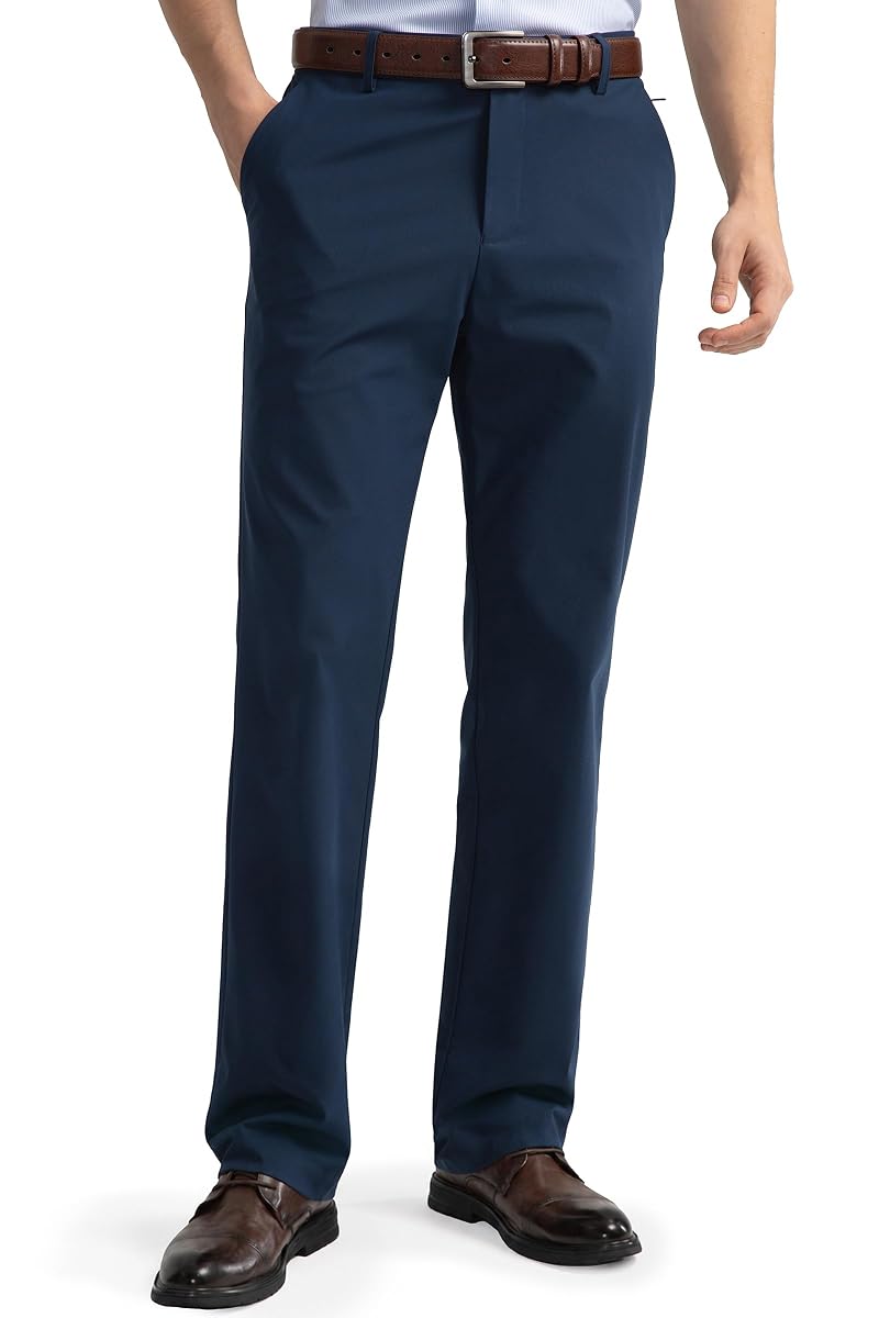 HISDERN Flex 501 Golf Dress Pants for Men Navy Blue 32W x 30L No Iron Stretch Quick-Dry