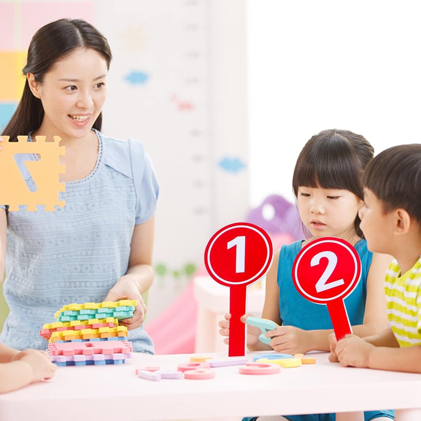 10pcs Handheld Score Paddles Foam Number Scoreboards 1-10 Voting Scoreboards for Sport Competition Classroom Voting and Answers