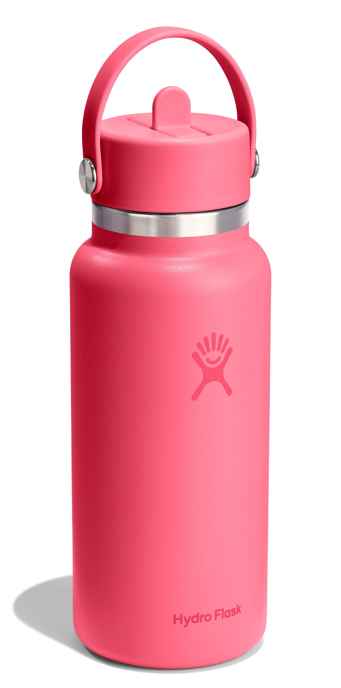 Hydro Flask Water Bottle - Insulated Stainless Steel - Wide Mouth Flex Straw Lid, Non Spill, Leakproof and Refillable in 32 Oz Popstar Pink