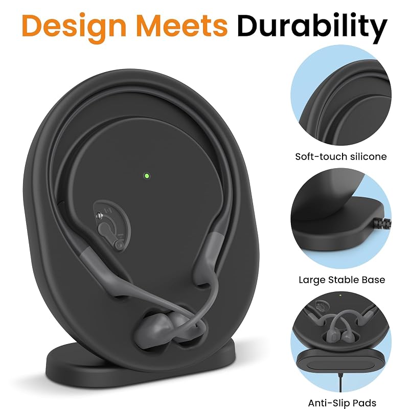 Wireless Charging Dock for Shokz OpenRun Pro & OpenRun – Stand + Magnetic Cable