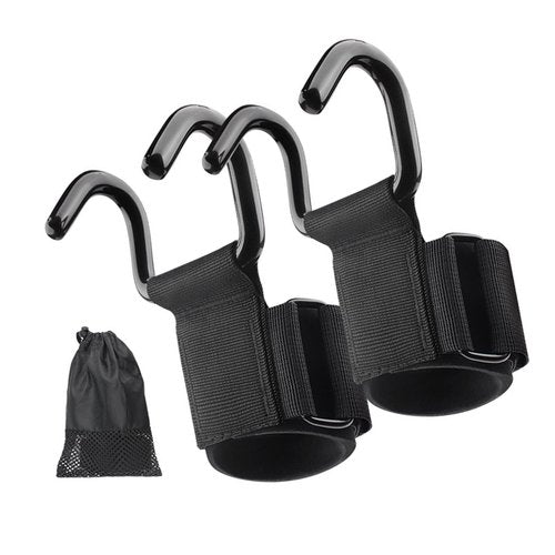 Shurhome Adjustable Fitness Training Hook for Deadlifts Pull Up Comfortable Wrist Strap with Iron Grips Gym Equipment