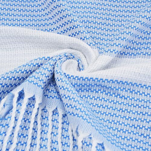 Oversized Turkish Beach Towels 74"x38" Thin Quick Dry Sand Free Pool Swim Bathing Towel Extra Large Blanket Adult Travel Essentials Cruise Accessories Must Haves Summer Deepblue Dot Stuff