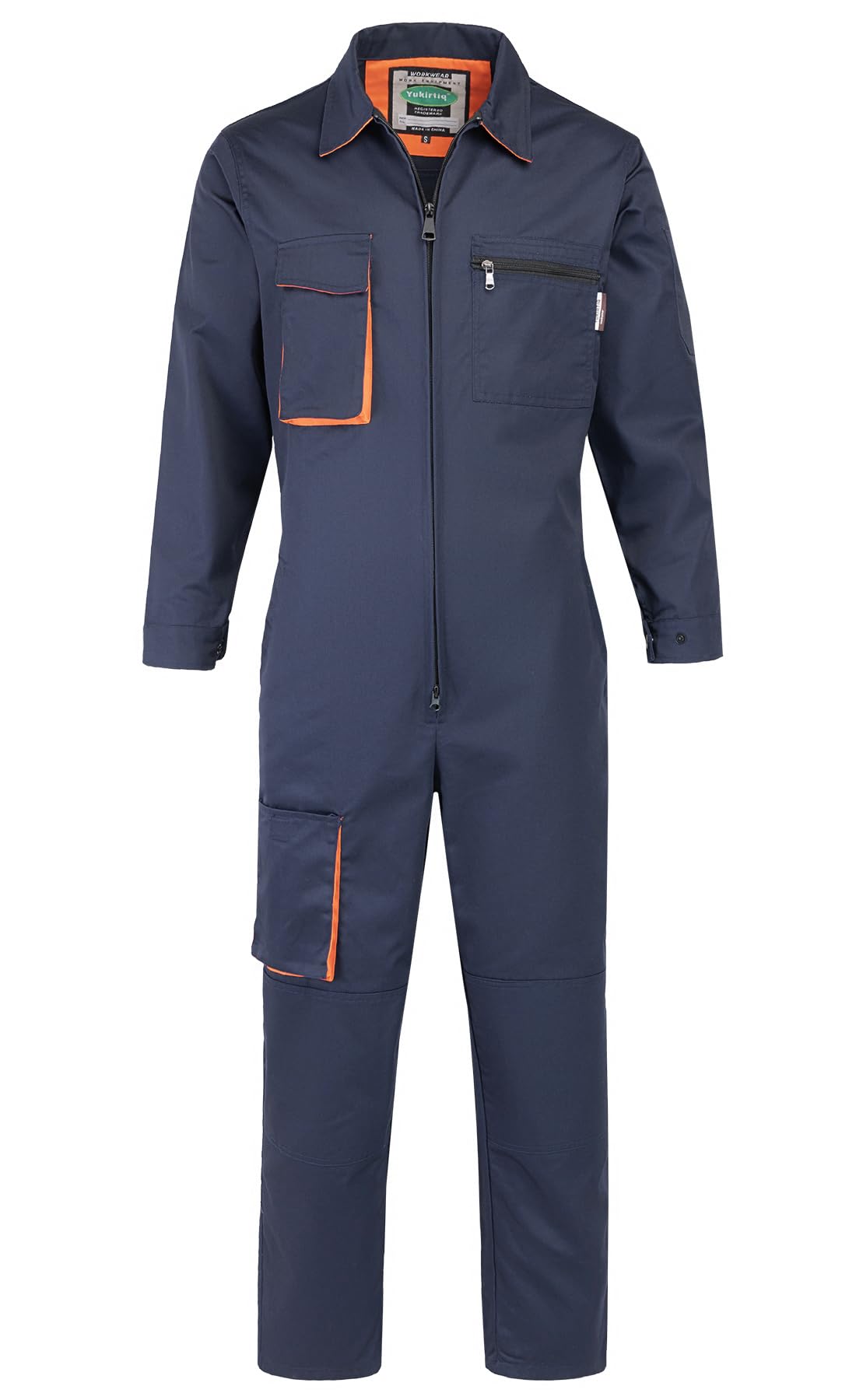 Yukirtiq Men's Coveralls Mechanic Work Jumpsuit Multi Pockets Overalls Long Sleeve Workwear Coverall, Navy Blue, S
