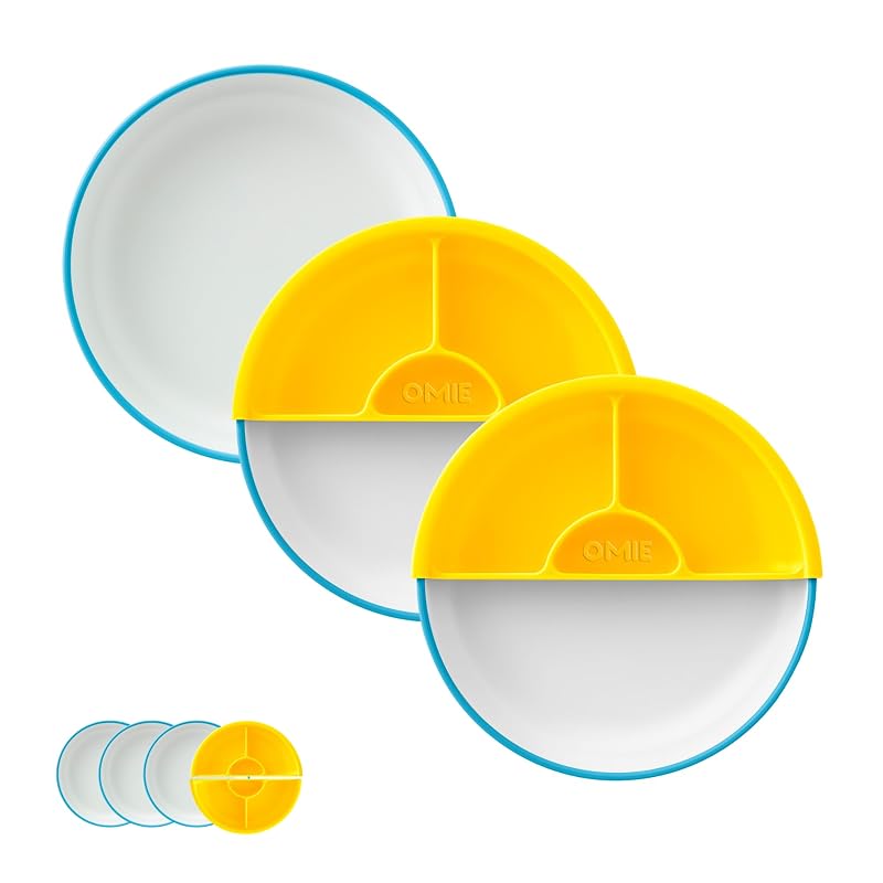 Omie Easy Scoop Toddler Plates with 2 Dividers - Blue (3 Plates + 2 Dividers) Variation: Blue