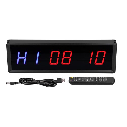 LED Gym Training Clock at Intervals, Remote Chronometer for Home Training, Aluminum Alloy