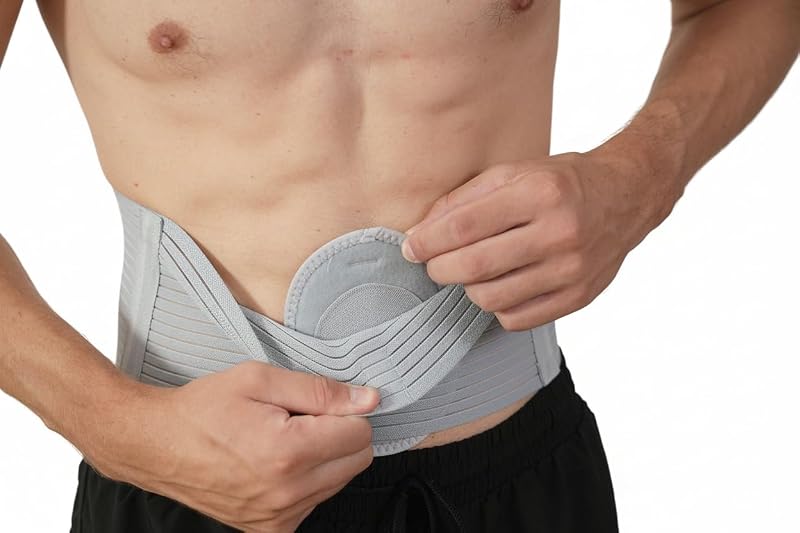 Hernia Support Belt for Men & Women | Abdominal Binder with Double-Thickness Navel Pad (L/XL 39-52 in)