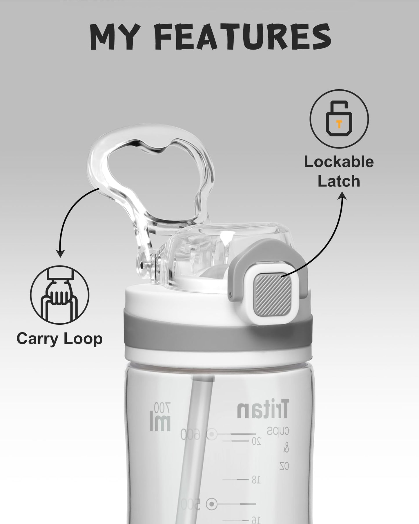 Opard Peak Water Bottle with Straw Cap, BPA-Free, Leak Proof Flip Top Bottle
