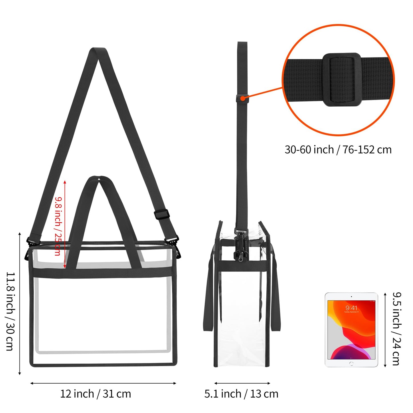 NATURAL STYLE Clear Tote Bag Stadium Security Approved, See Through Clear Handbag Purse Bag for Work, Beach, Stadium, Makeup, Cosmetics