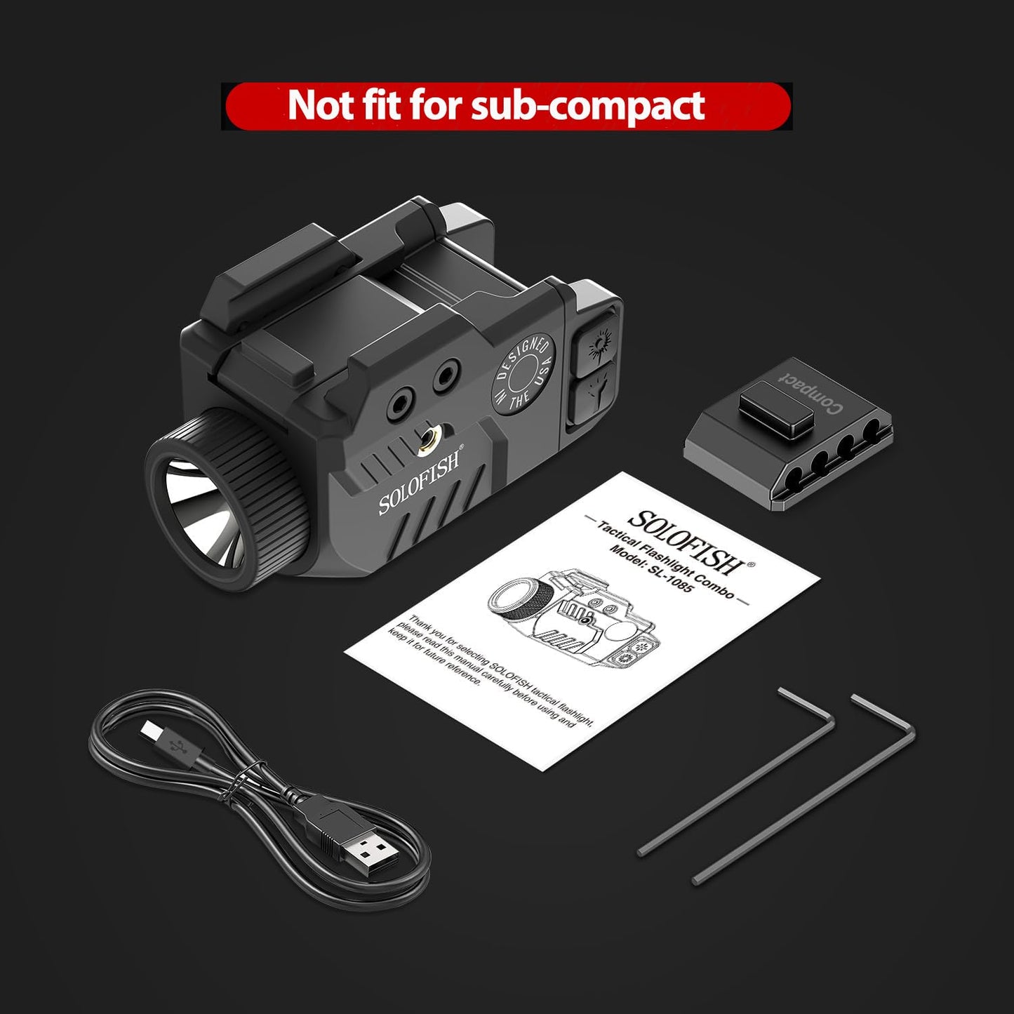 Solofish 800 Lumens Pistol Light Laser Combo for Railed Gun