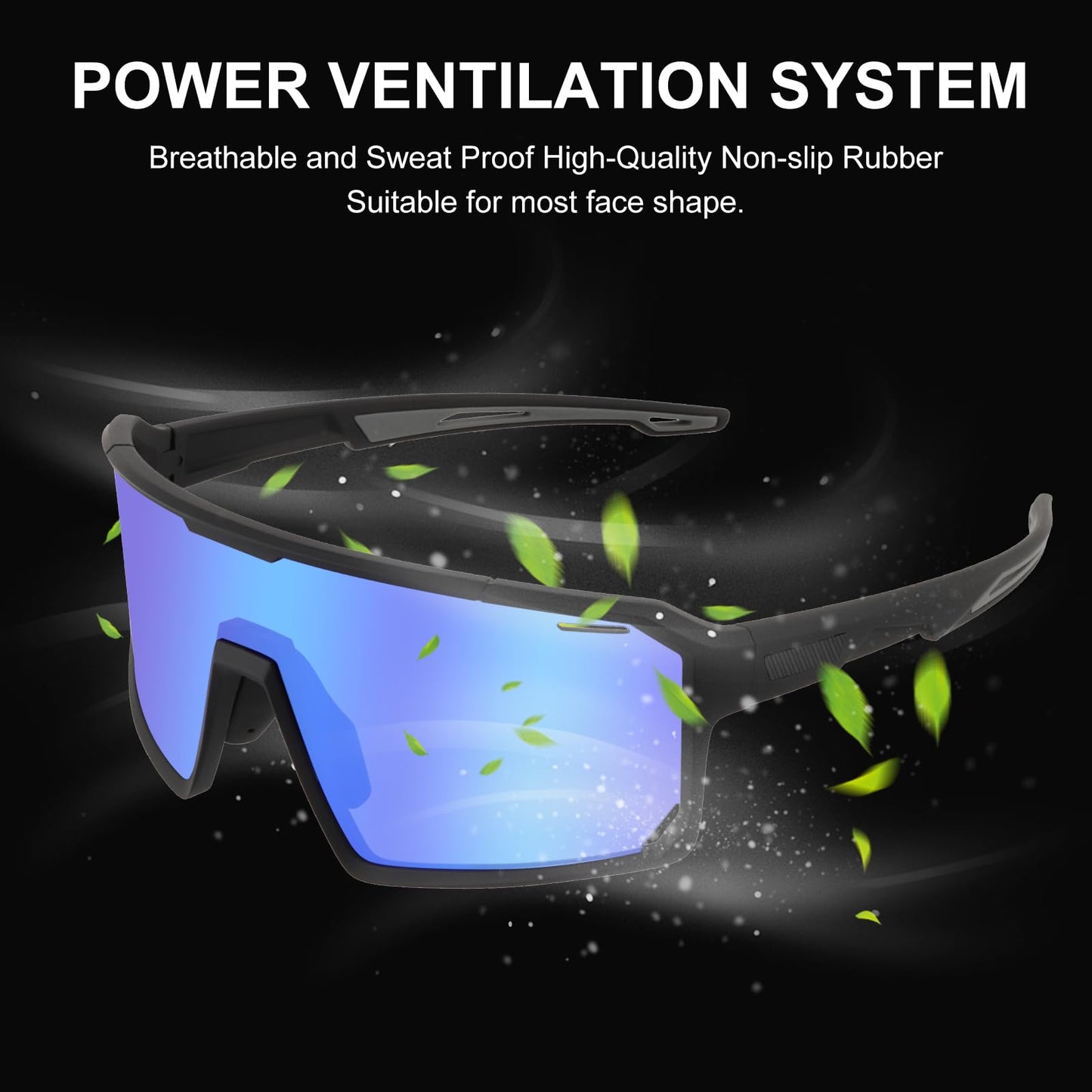 ToopMount Cycling Sunglasses with 2 Interchangeable Lenses, UV 400 Protection Coating Glasses of Full Rim TR90 Frame, Polarized Sports Glasses for Baseball Hiking, Athletic Sunglasses Youth Teens