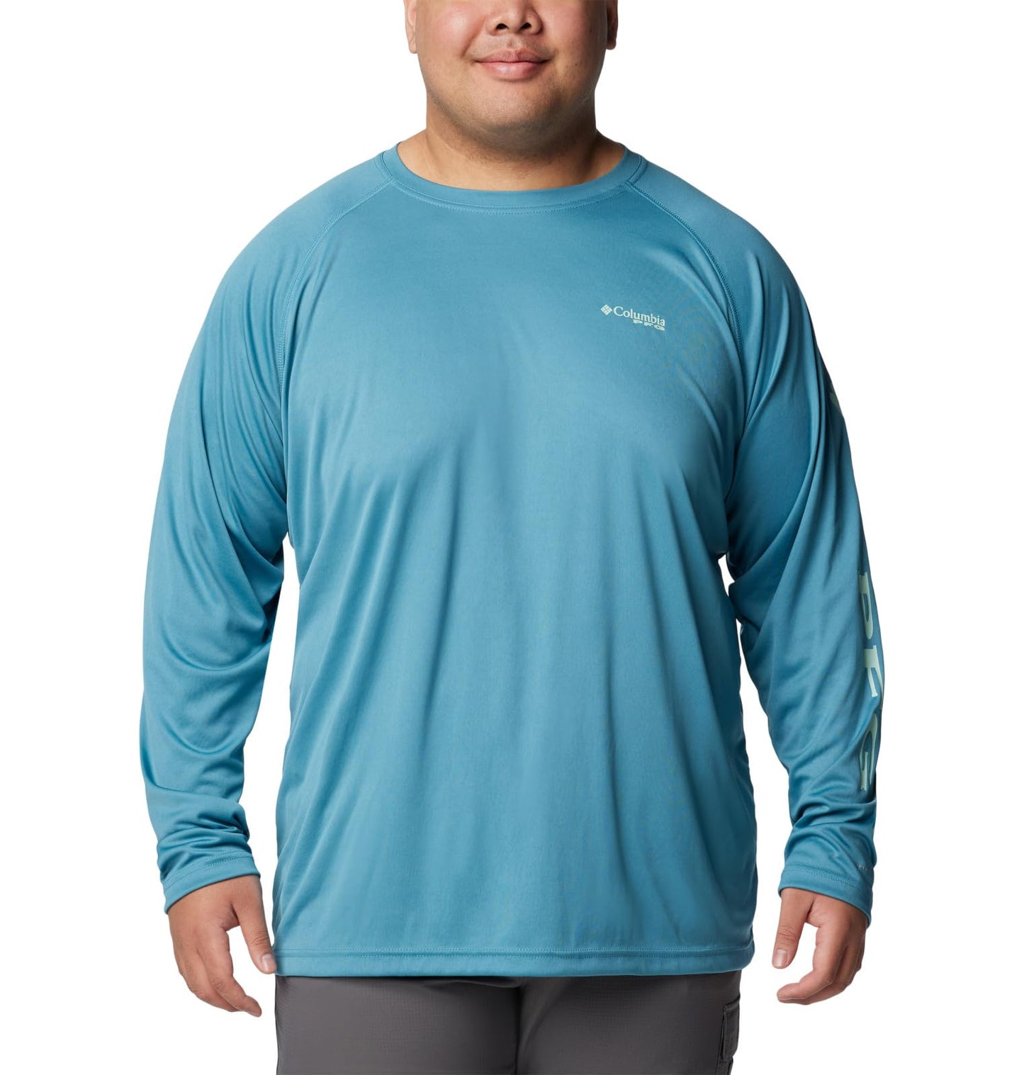 Columbia Men's Terminal Tackle Long Sleeve Fishing Shirt, Canyon Blue/ICY Morn Logo, 3X
