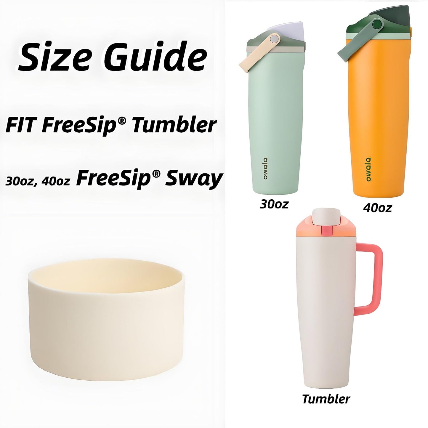 CHEMLLC Silicone Water Bottle Boot for Owala 30oz & 40oz Free Sip Sway, Water Bottle Owala Accessories (Purple)