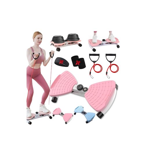 Flexforge Pilates Twister, Flex Forge Core Trainer - Full Body Workout, Non-Slip Twist Board, Flexforge Waist Twister Machine with Digital Display and Resistance Bands for Women/Men (Pink-B)