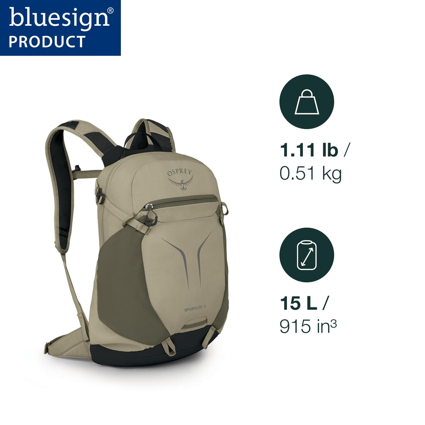 Osprey Sportlite 15L Lightweight Hiking Backpack for Men and Women - Everyday Hiking Bag - Travel Daypack, Raven Black