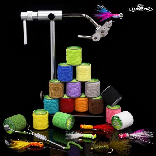 LURELINK Chenille Fly Tying Materials 16-Color Kit Fly Tying Supplies for Crappie Jigs, Wooly Buggers, Streamers (Standard Chenille -16 Color Set)