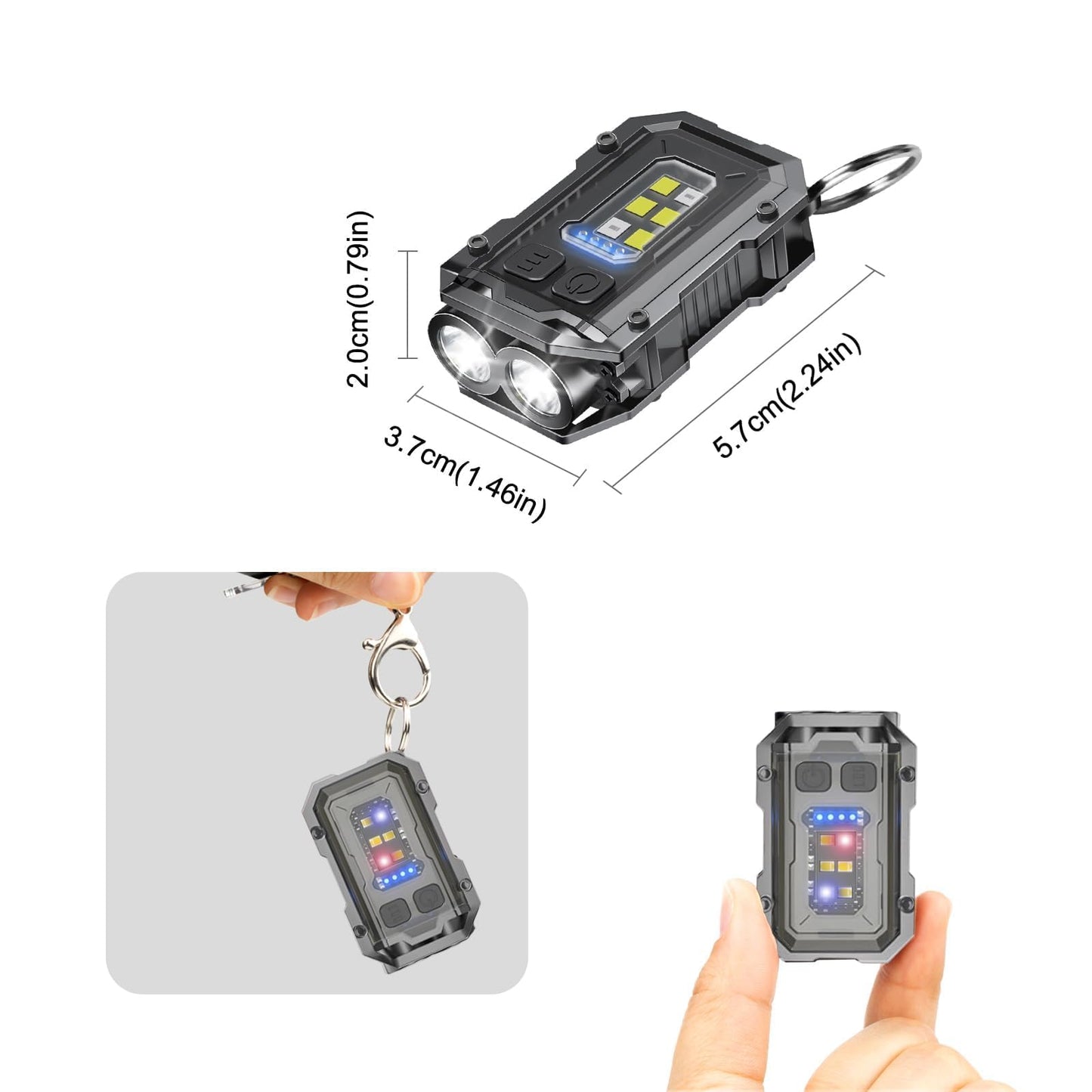 VOHIVI 2PACK EDC Keychain Flashlight - Super Bright Mini Keychain Light with Hat Clip, Magnetic Base, Rechargeable Small Pocket Flash Lights for Emergency,Outdoor Activities,Walking Dog