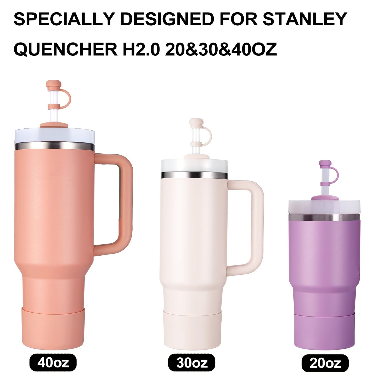 HYZ 8 Piece Accessories for Stanley Cup, Silicone Spill Proof Stopper Set and Protective Boot Including Straw Cover Cap for Stanley H2.0 20oz 30oz 40oz Tumbler, Exclusive Sienna