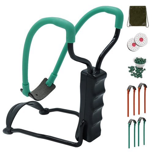 HANDBAIGE Wrist Slingshots for Adults Folding Slingshot Set with 50 Slingshot Ammo and 4 Powerful Rubber Bands 2 Slingshot Targets 1 Slingshot Pouch Outdoor Hunting Sling Shot