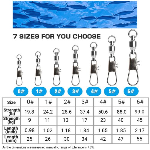 AMYSPORTS Fishing Swivels with Interlock Snap Ball Bearing Swivels Saltwater Freshwater Fishing Tackle Leader Lure Jigs Line Connector 25pcs 20lbs