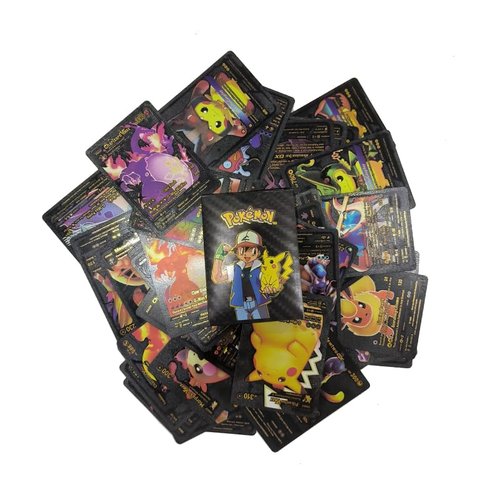 55 PCS Black Foil Trading Cards – VMAX, GX, EX Style Cards – Limited Edition Collectible TCG Deck Box – Rare Shiny Cards for Kids, Fans & Collectors – No Duplicates